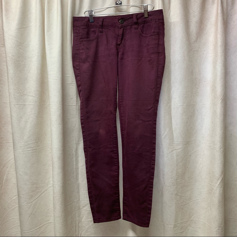 Super Stretch Skinny Jeans American Eagle Jegging Wine Purple Jeggings Sz 4